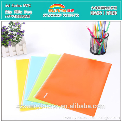 A4 Translucent Colorful PVC/Vinyl Zip Lock Document File Bag